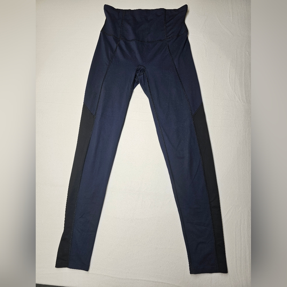Spanx High Waisted Navy Blue‎ Black Active Athletic Leggings - L
